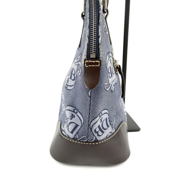 Dooney & Bourke Blue Signature Logo  Leather Trim & Handles Satchel Bag - Picture 4 of 16